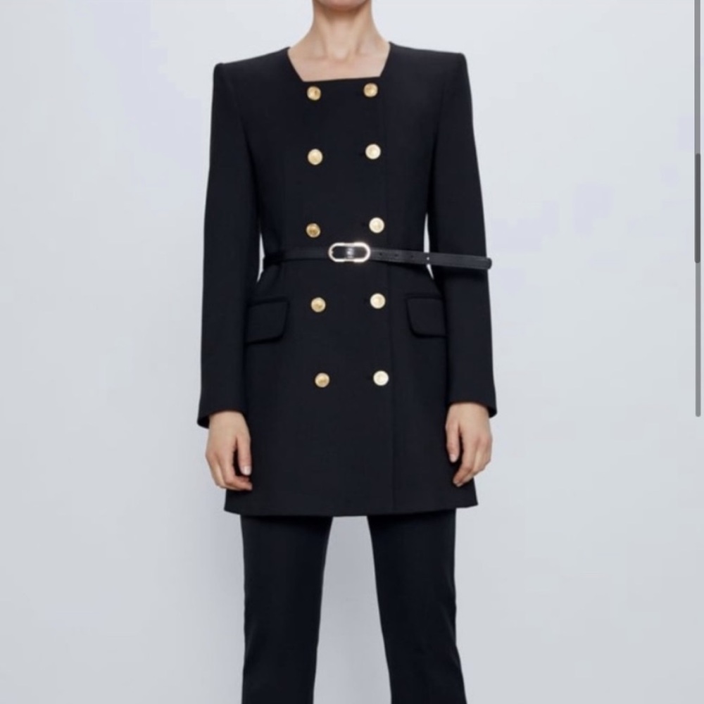 ZARA WOMAN NWT LONG BELTED BLAZER Belted Dress SIZE S. Sold Out $119.. - Picture 1 of 14